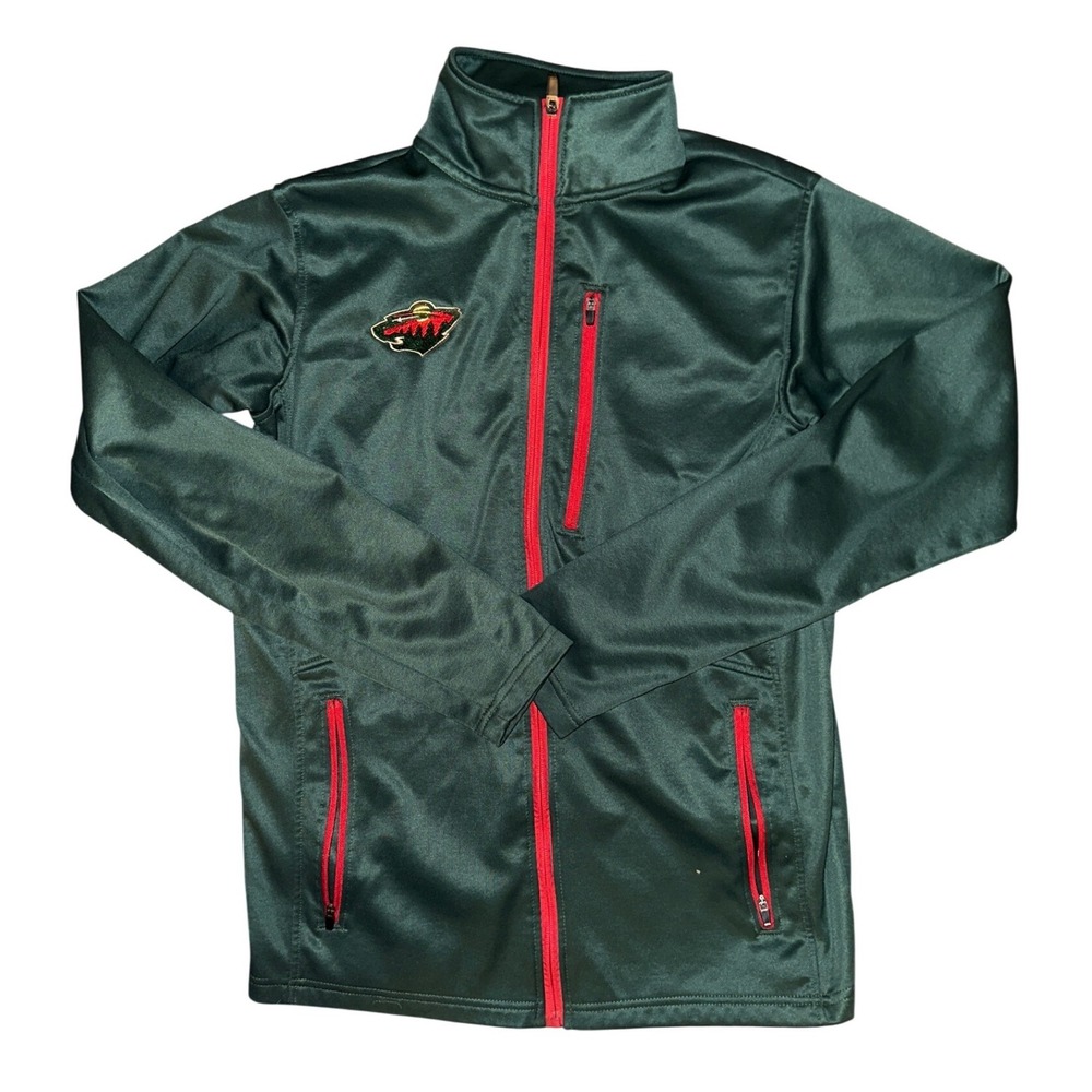 NHL Minnesota Wild Full Zip Track Jacket‎ Mens Small Green Red Embroidered Logo